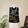Zhi Li Novo Estilo Chinês Colete Jacquard Dupla Face 2026 Novidade de Verão Gola Alta Camisola Colete de Pinheiro e Cipreste