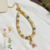 Lanyard para Teléfono de Raíz de Bodhi Natural con Colgante de Cuentas, Exquisito y de Alta Gama, Accesorio de Muñeca de Estilo Artístico y Sencillo para Hombres y Mujeres
