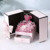 Presente de Dia dos Namorados Chinês Transfronteiriço com Colar Iluminado, Caixa de Presente para Joias, Ursinho Doce, Rosa Rosa com Porta Dupla, Flor Eterna