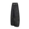 Jia Yi Ku 2026 Nuevo Estilo Americano High Street Ro Jacquard Agrietado Personalizado Jeans Cimitarra Pantalones Anchos Sueltos