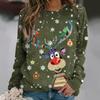 Camiseta navideña para mujer, cuello redondo, estampado digital, patrón de árbol de Navidad, comercio exterior europeo y americano, top transfronterizo