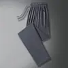 Pantalones de Hielo de Seda para Hombre de Verano, Pantalones Rectos Sueltos y Delgados, Pantalones Casuales Sueltos con Bolsillos y Cremallera para Clima Cálido, Pantalones Largos Deportivos
