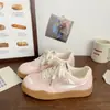 Tênis de Treino Alemão Rosa com Solado Grosso para Mulheres, Novo Design Chique de Nicho Primavera 2026 Tênis Casuais Esportivos para Estudantes Brancos