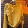 Suéteres hechos en fábrica con una sensación relajada, gruesa y holgada, nuevos tops de invierno 2026, ropa tejida elegante para mujer