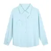 Camisa Holgada Casual de Manga Larga con Cuello Campana y Estampado Floral Tridimensional, Estilo Nuevo de Primavera, Tallas Grandes para Mujer 65474