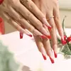 Uñas Portátiles de Navidad Copo de Nieve Amor Brillo Manicura Uñas Postizas Cortas Almendra Mariposa Uñas Largas Europeas y Americanas Venta al por Mayor