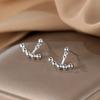 Pendientes de plata de ley S999 con forma de banco cuadrado y cuentas redondas para mujer, dos pendientes sencillos, elegantes y versátiles, con colgante trasero.