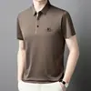 Transmisión en Vivo Camiseta de Manga Corta para Hombre Nueva de Verano para Hombre de Mediana Edad de Negocios Polo con Cuello Camisa de Seda de Hielo Papá de Manga Media Hombre