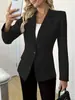 2026 novo blazer feminino plus size de manga comprida, cor sólida, um botão, europeu e americano, para uso transfronteiriço