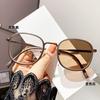 Gafas de Prescripción Elegantes Color Castaño Oscuro de Gama Alta con Montura Pequeña Redonda Lisa Estilo Estudiante con Filtro de Luz Azul