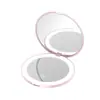 Espejo de Maquillaje de Bolsillo Estilo Ins Espejo de Doble Cara Carga USB Espejo de Maquillaje Portátil Mini Plegable Abatible Espejo de Maquillaje LED