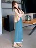 Jeans Retro Estilo Mori de Verano Otoño Cintura Suelta Costura Encaje Dulce Suelto Casual Aspecto Delgado Pantalones de Pierna Ancha