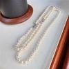 Colar de Pérolas Shijia 8mm650 Branco Quente Perolado Corrente Clavicular Feminina Fecho de Prata 925 Básico Versátil