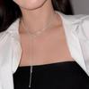 Collar de Cuentas Redondas Brillantes de Diseño Nicho Estilo Coreano para Mujer Sencillo Combinable Cadena de Hueso de Serpiente Estilo Frío Joyería Larga