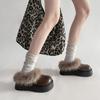 Zapatillas de Algodón de Moda Suela Gruesa Baotou Zapatos Mao con Forro Polar Cálidas Slip-on Aumentadoras de Altura Zapatos de Nieve Invierno 2024 Nuevo