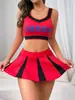 Fábrica Aliexpress Transfronterizo Nuevo Uniforme de Porrista Azul Fresco y Blanco para Mujer Ajustado Sexy Traje Uniforme
