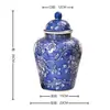Nuevo Jarrón de Cerámica de Porcelana Azul y Blanca Estilo Chino con Tapa, Tarro de Almacenamiento, Recipiente para Arreglos Florales de Sala de Estar, Adorno de Decoración para el Hogar, Porcelana