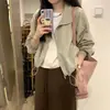 Chaqueta corta de diseño nicho estilo coreano, cortavientos vintage de manga larga, cárdigan corto simple para primavera y otoño protección solar para personas menudas