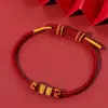 Pulsera tejida a mano con cuentas, Hilo rojo para el año de nacimiento, Producto semiacabado para ensartar cuentas, Cuentas de transferencia doradas, Pulsera DIY para mujer