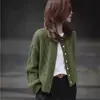 Suéter cárdigan de punto trenzado estilo coreano retro con cuello redondo para mujer, nueva colección otoño/invierno 2026, con un diseño de punto relajado, sofisticado y elegante