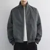 Chaqueta cárdigan versátil para hombre, estilo minimalista para primavera y otoño, de alta gama, color liso, para el día a día, con cuello alto y manga larga