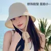 Sombrero de Paja de Verano para Mujer, Cubre Rostro, Protector Solar, Transpirable, Holgado Estilo Pescador, Sombrero de Cubo Artístico Estilo Japonés, Sombrero para el Sol, Sombrero de Ala Ancha