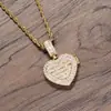 Joias Hip Hop Europeias e Americanas Colar Porta-Retrato Amor Coração de Pêssego de Cobre com Tampa Pingente Porta-Retrato Personalidade Presente de Casal