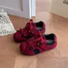 Outono de 2026 Nova Moda Infantil Patchwork com Laço Tênis Casuais Nicho Retro Confortáveis Sapatos de Treino Alemães Tendência