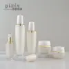 Botella Acrílica Blanca Perla con Tapa Redonda y Superficie de Diamante, Botella de Esencia de Emulsión de Agua, Botella de Crema para Ojos, Material de Empaque para Set de Botellas de Cosméticos