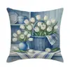 Nova Almofada Decorativa de Primavera com Estampa Floral de Caminhão Capa de Almofada Decorativa para Sofá Almofada de Cabeceira de Quarto Transfronteiriça