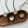 Collar de Cordón Largo de Cuero con Colgante de Corazón Estilo Ins Coreano y Japonés Personalidad Chica Picante Moda Y2K Tendencia Accesorio de Ropa Versátil