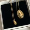 Colar Pingente Gota de Água Grande em Forma de Ovo Único, Nova Moda Outono e Inverno, Estilo Minimalista e Cool, Corrente de Suéter de Alta Qualidade