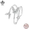 Aifule original requintado borboleta multi-camada anel aberto s925 prata esterlina banhado a platina jóias jóias feminino atacado