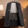Casaco Trench Coat de Lã Dupla Face com Forro Longo Destacável de Penugem de Ganso para Homens, Casaco Jaqueta de Lã de Botão Único de Lapela Dupla para Outono e Inverno
