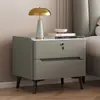 Mesita de noche de madera maciza pizarra cuero lujo ligero, uso doméstico simple, almacenamiento moderno de gama alta para dormitorio, modelo pequeño nuevo