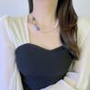 Collar de perlas con bordado de flores y esmalte de colores de nicho para mujer, estilo pastoral fresco, cadena de clavícula de acero y titanio con diseño Sense