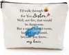 Serie de Bolsas Cosméticas Estampadas de Agradecimiento, Bolsas de Tocador Portátiles de Lino Denso Impermeables para Viaje, Regalos para Amigos, Familiares y Maestros