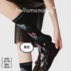 Calcetines de punto hechos a mano para primavera-verano, estilo artístico vintage, a media pantorrilla, con diseño floral de malla en relieve para mujer, estilo Mori japonés original, estilo chino