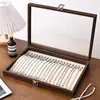 Caja de Almacenamiento de Joyería Color Nogal Caja de Exhibición para Anillos, Pendientes, Pulseras, Collares Caja de Almacenamiento de Alta Gama con Protección contra el Polvo