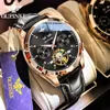 Fábrica de relojes marca Oupinke primera generación de reloj mecánico automático multifuncional negocio reloj de cuero hombre