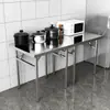 Mesa plegable rectangular portátil simple de acero inoxidable para el hogar, mesa larga para exteriores, puesto de mercado nocturno, mesa de comedor para barbacoa