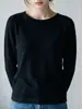 Suéter de Lana de Una Pieza sin Costuras 100% Lana Pura con Encaje Cuello Redondo para Mujer Manga Larga Pulóver Tejido Simple Top Base