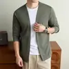 Yingao Nuevo Cárdigan de Punto para Hombre de Otoño Chaqueta Fina Lisa de Manga Larga Estilo Old Money Casual Chaqueta Transfronteriza