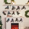 Set de Decoración de Madera para Mini Motocicleta de 12 Piezas Transfronterizo Colgante Plano para Decoración de Fiesta Navideña de Año Nuevo