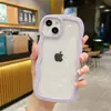 Borda de Onda Grande Adequada para Capa de Celular iPhone 17 Duas em Uma Apple 16 Cor Doce 15 Transparente 14 Simples 13
