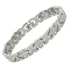 Pulsera magnética de moda europea y americana, superventas transfronteriza, lujo ligero, trébol de la suerte, aleación con incrustaciones de diamante, pulsera de joyería magnética de una sola fila para mujer