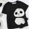 Camiseta de verão de manga curta para meninos e meninas, bebê estilo estrangeiro, infantil elegante coreana, desenho animado tridimensional de panda, blusa de meia manga