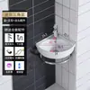 Lavabo de cerámica de esquina para montar en la pared, pequeño para apartamento, mini balcón, lavabo en forma de abanico, para el hogar