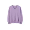 Nuevo suéter de punto sin costuras estilo coreano para otoño e invierno, con cuello en V, 100% lana pura, para mujer
