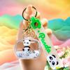 Llavero Creativo de Bambú Panda Dibujo Animado Pareja Lindo Colgante Panda Hebilla Accesorios para Mochila Escolar Pequeño Regalo Venta al por Mayor
